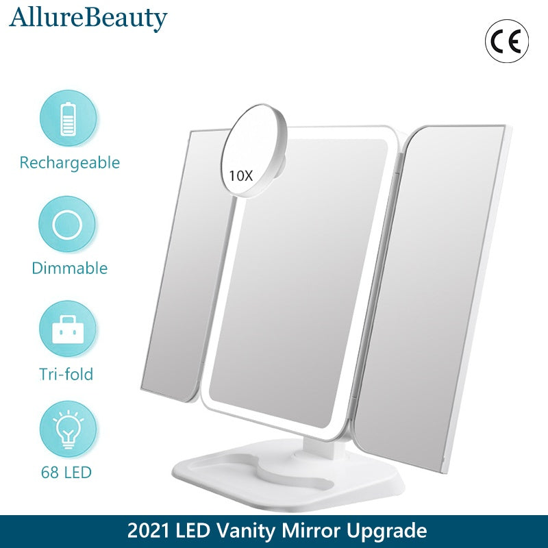 Trifold LED Makeup Mirror With Light Vanity Mirror