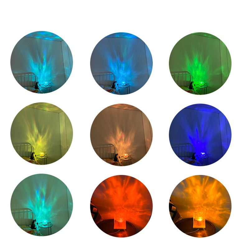 LED Water Ripple Ambient Night Light USB Rotating Projection